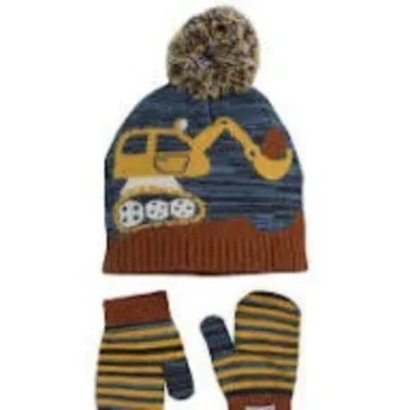 Not Your Grandma's Blanket Bulldozer Beanie and Mittens Set (Baby Boy) - Picture 6 of 6